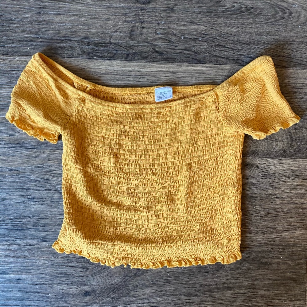 Yellow off the shoulder crop-top